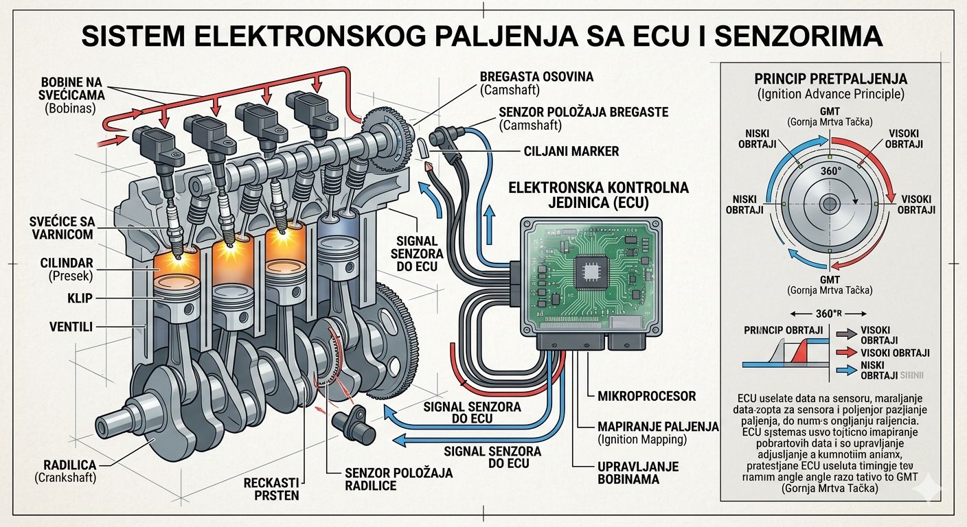 Sistem elektronskog paljenja sa ECU i senzorima