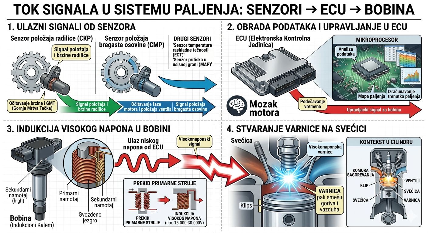 Tok signala (senzori → ECU → bobina)